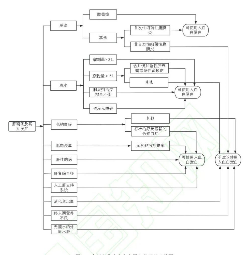 【临床诊疗路径图】肝硬化及其并发症使用人血白蛋白决策流程图